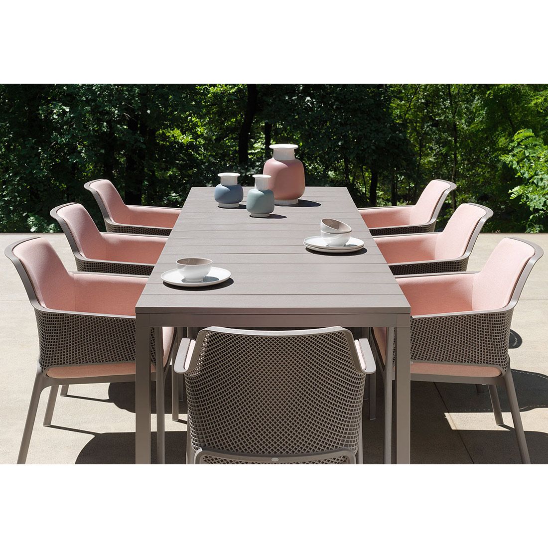 Conjunto de Muebles de Jardín Nardi Net 9 piezas con Mesa 210/280x100cm Taupe