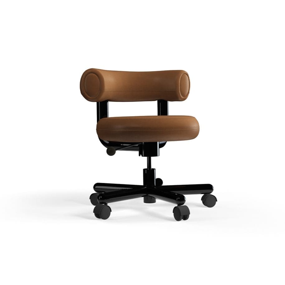 Tom Dixon - Silla de oficina Fat de cuero Cognac