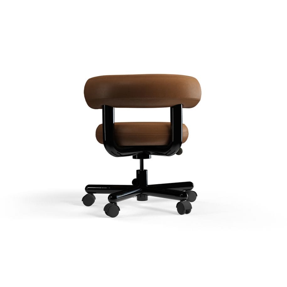 Tom Dixon - Silla de oficina Fat de cuero Cognac