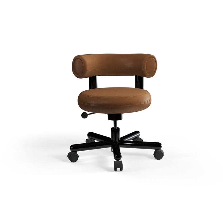 Tom Dixon - Silla de oficina Fat de cuero Cognac