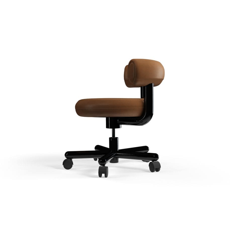 Tom Dixon - Silla de oficina Fat de cuero Cognac