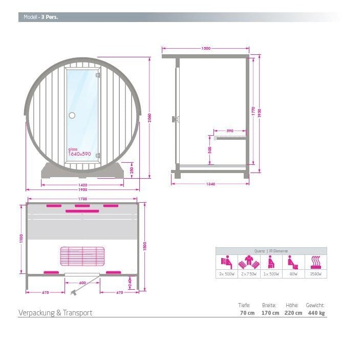   - Alpha Wellness - Infrarotsauna Barrel                              