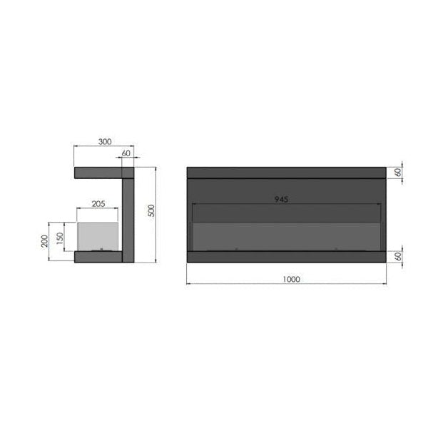   - Infire - Ethanolkamin Inside C1000V3 (mit breitem Blendrahmen)                              