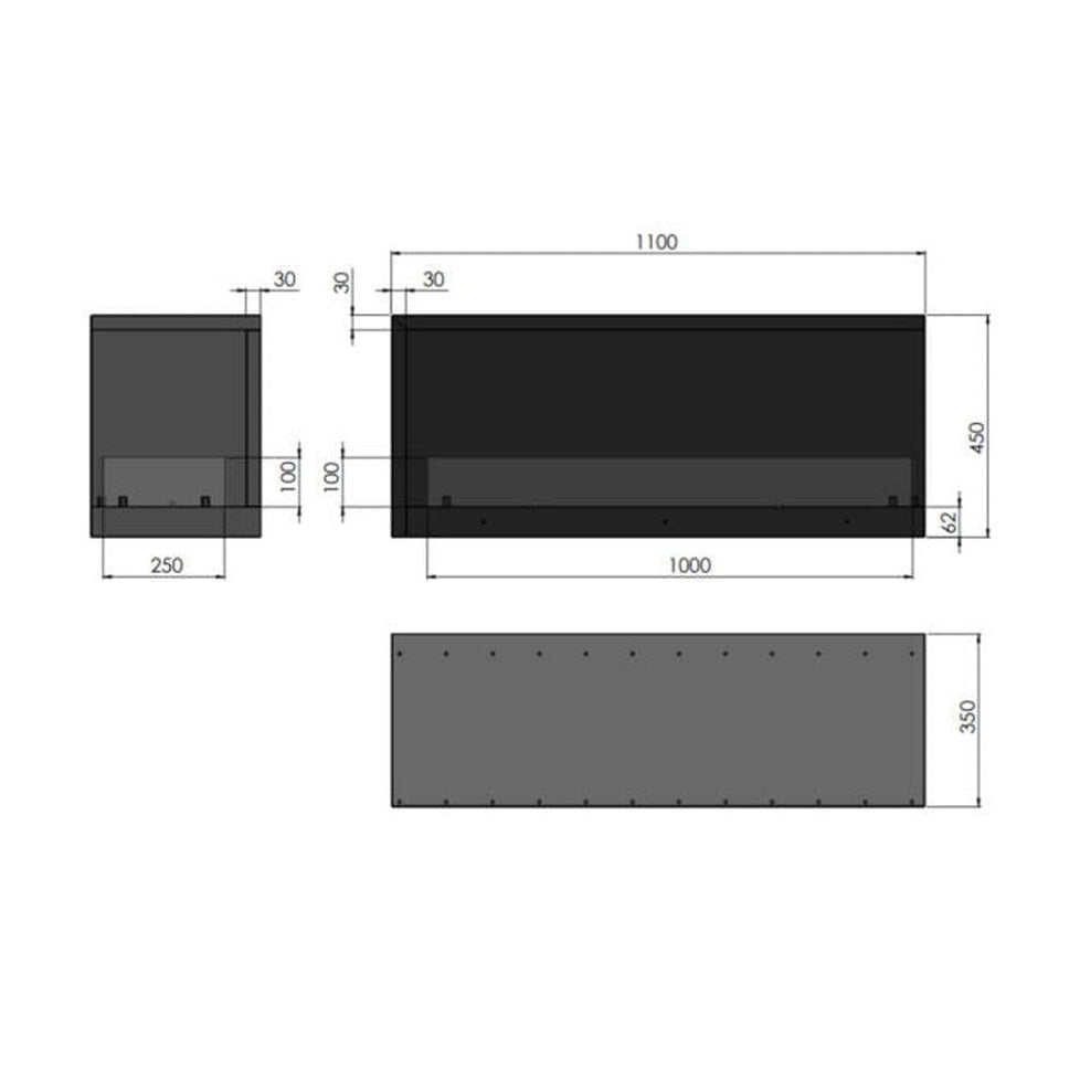 - Infire - Ethanol fireplace Inside L1100 (left-open)