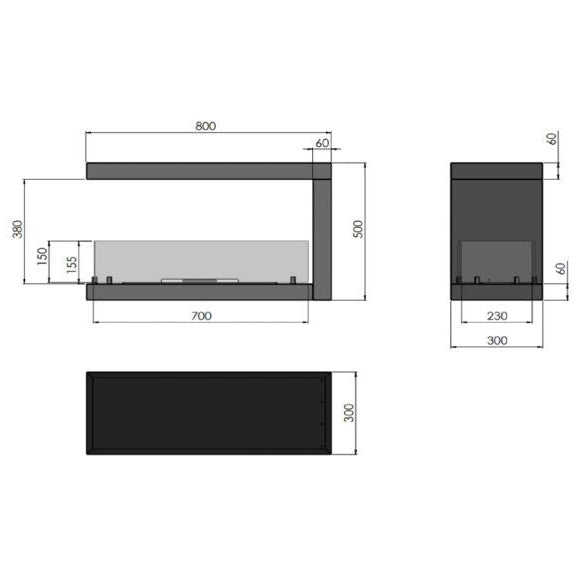 - Infire - Tunnel ethanol fireplace Inside U1000.2