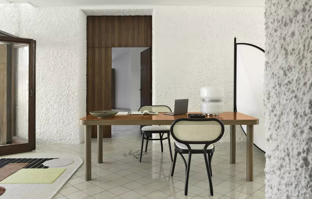 GTV Thonet - Mesa de comedor de columna con tapa de nogal Canaletto