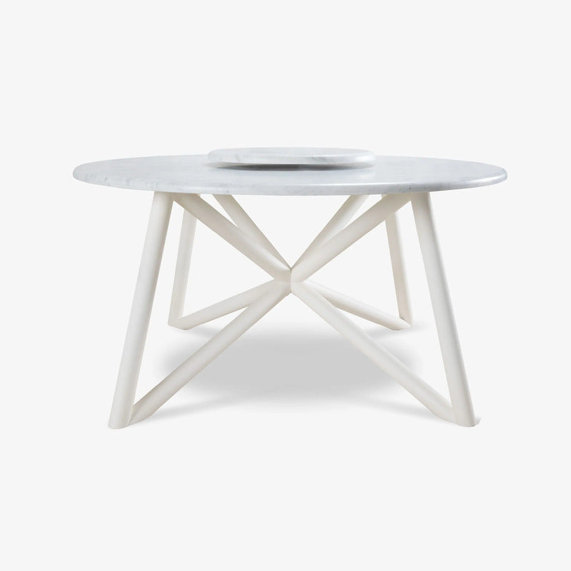 VELTHA® - Mesa redonda HERMU de mármol Carrara Lazy Susan