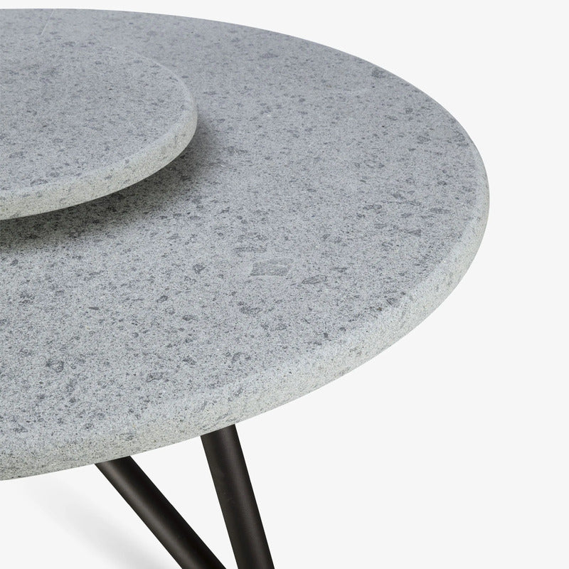 VELTHA® - Mesa redonda HERMU Peperino Lazy Susan