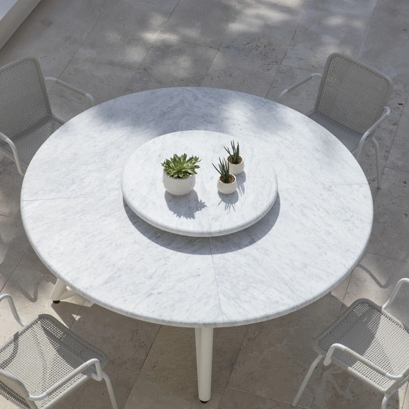 VELTHA® - Mesa redonda HERMU de mármol Carrara Lazy Susan