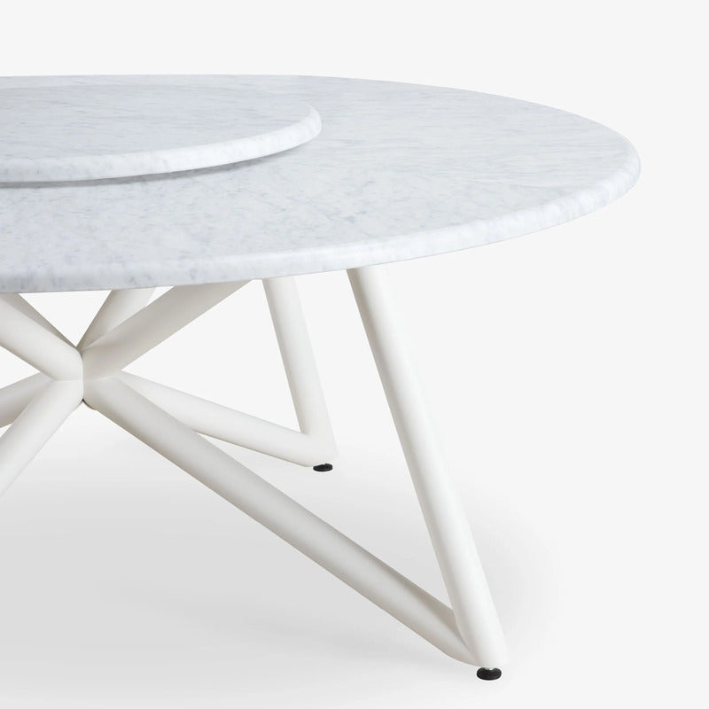 VELTHA® - Mesa redonda HERMU de mármol Carrara Lazy Susan