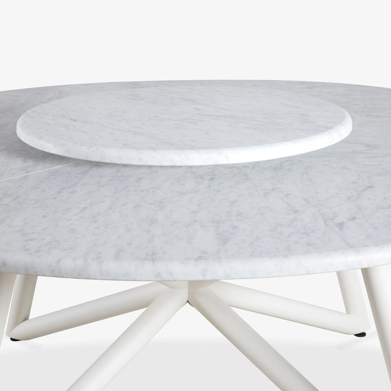 VELTHA® - Mesa redonda HERMU de mármol Carrara Lazy Susan