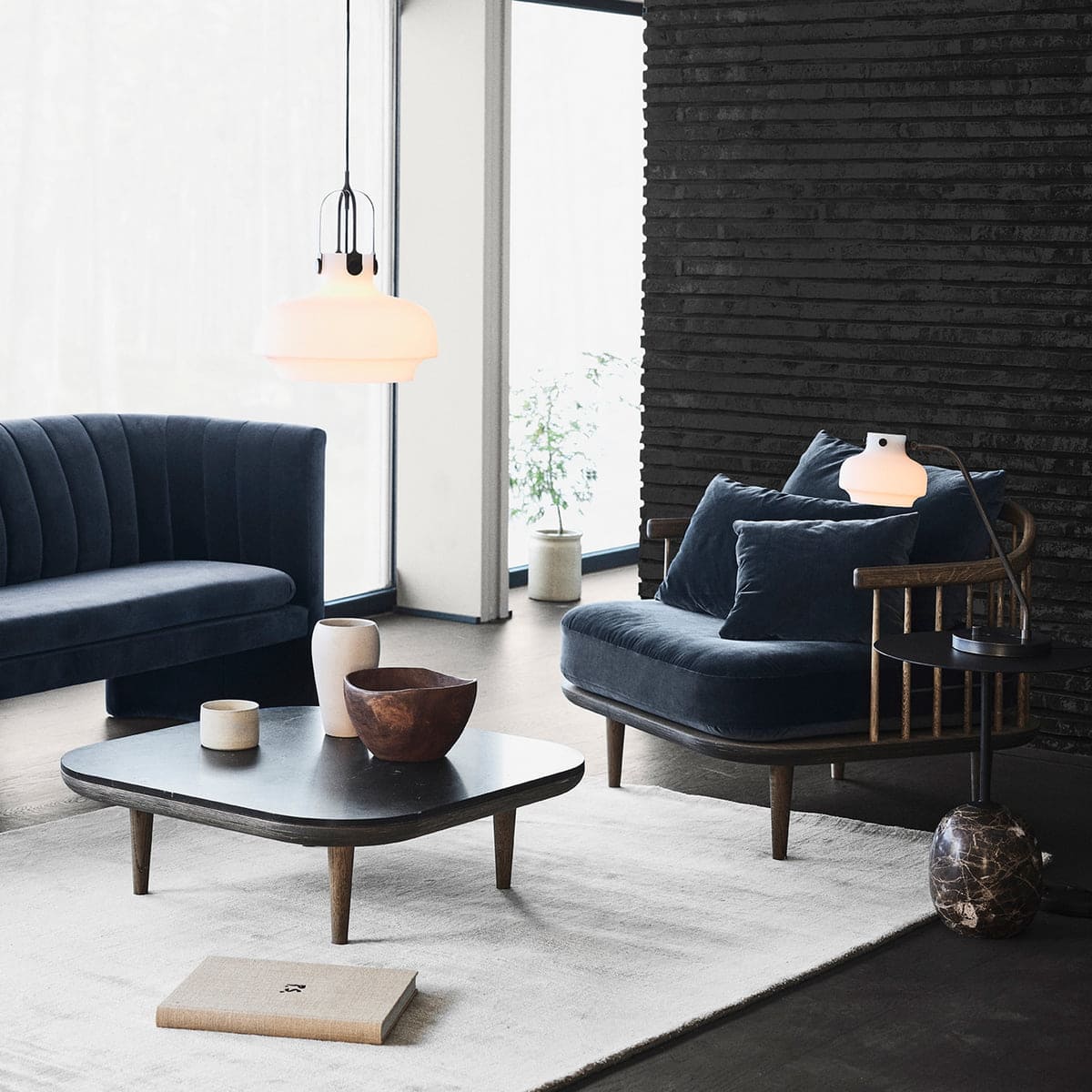 &Tradition - Mesa de centro Fly 120x120 Roble ahumado/Mármol