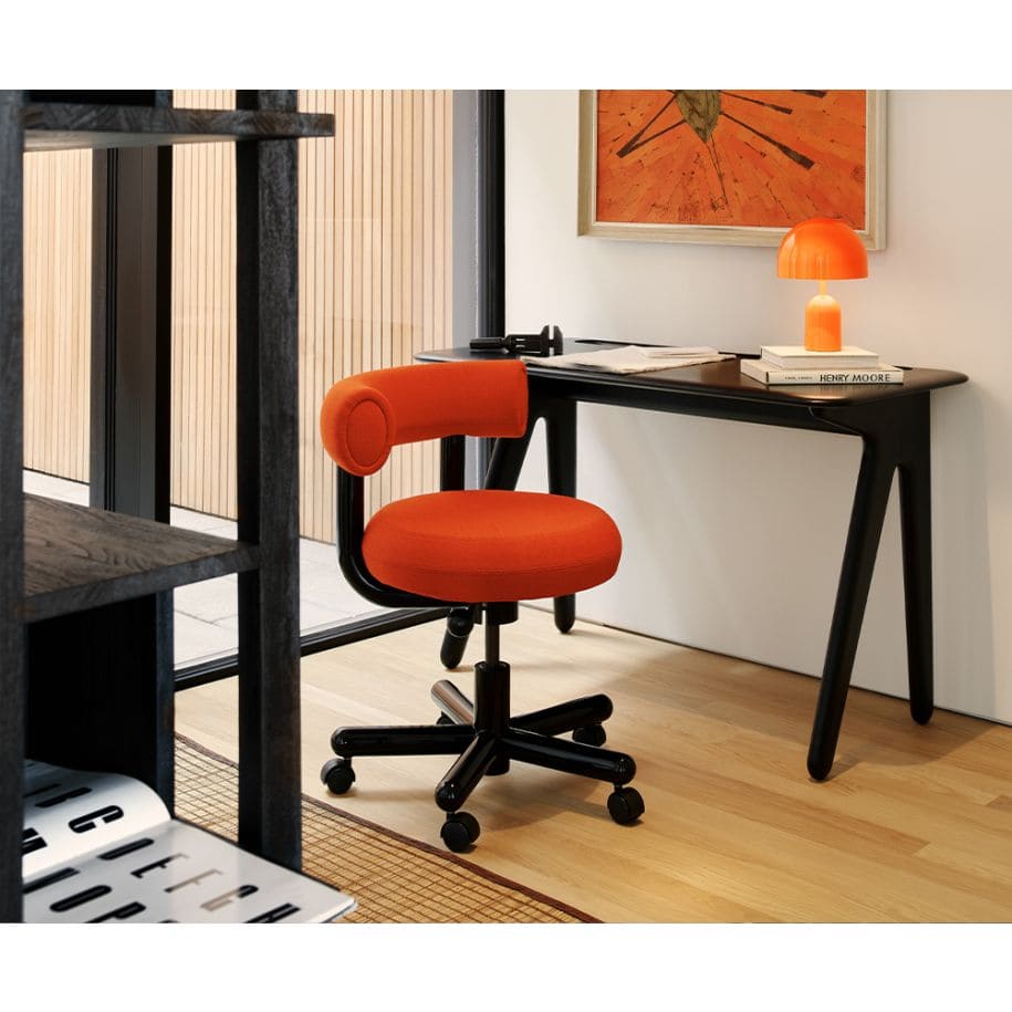 Tom Dixon - Silla de oficina Fat de cuero Cognac