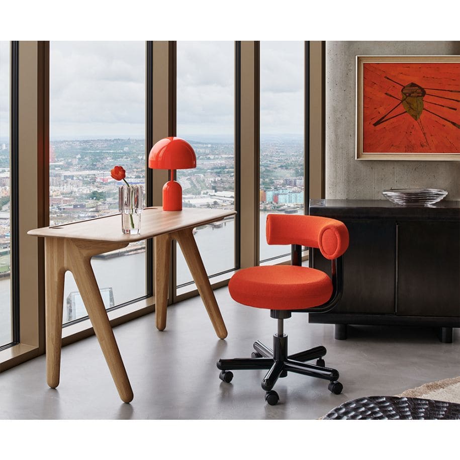 Tom Dixon - Silla de oficina Fat de cuero Cognac