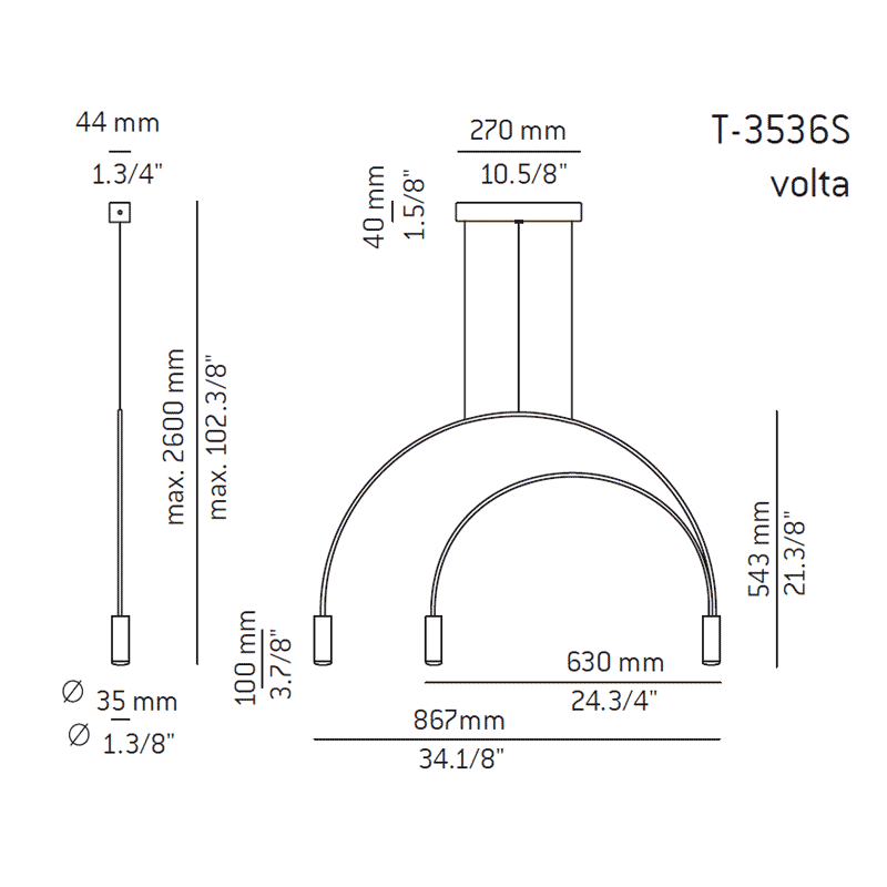 Estiluz - Lámpara de techo Volta T-3536S-W