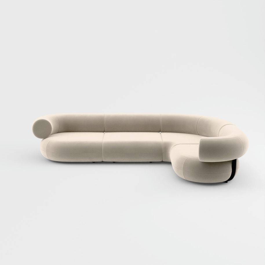 Tom Dixon - Sofá Modular Fat Corner Terciopelo Perla