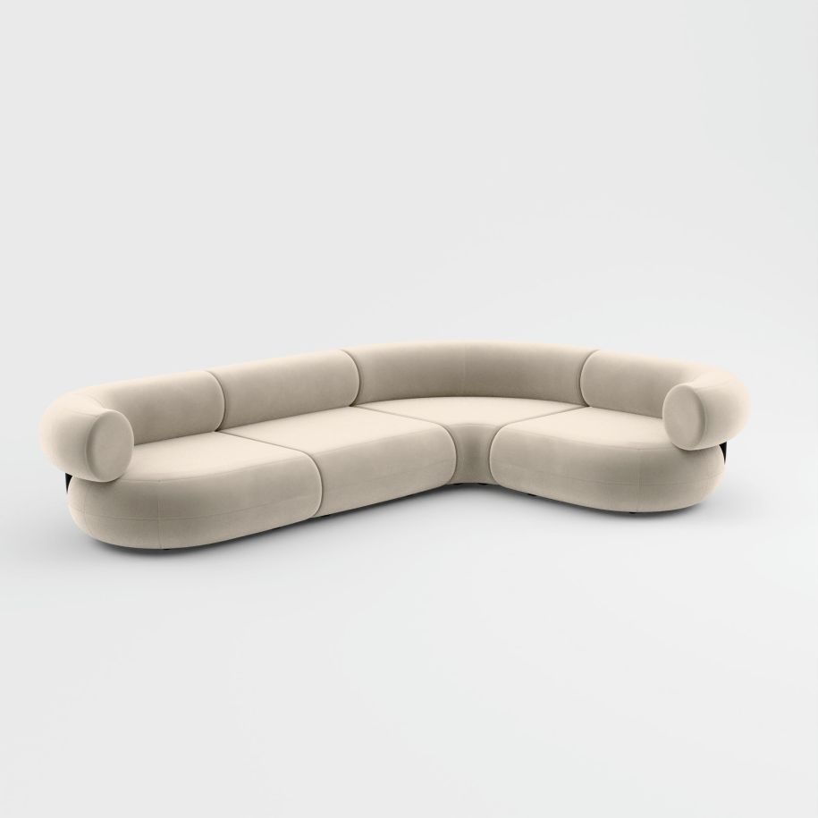 Tom Dixon - Sofá Modular Fat Corner Terciopelo Perla