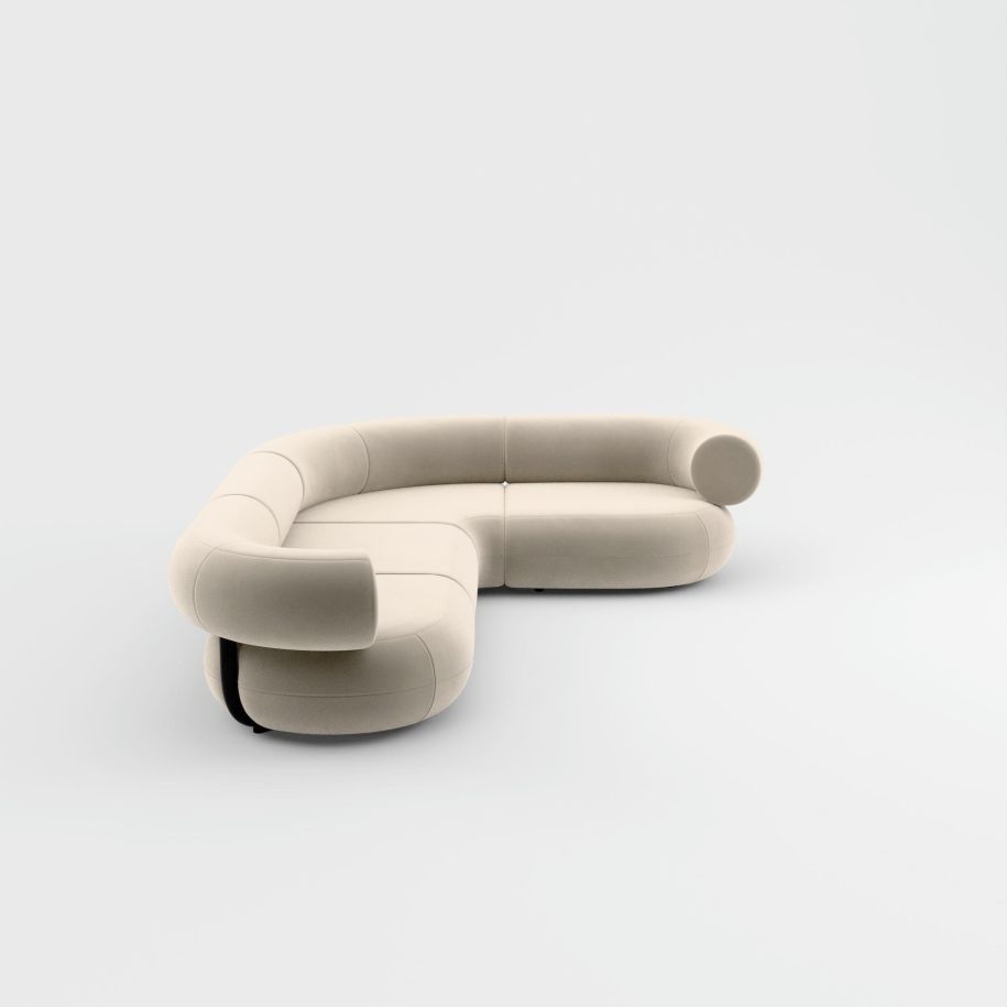 Tom Dixon - Sofá Modular Fat Corner Terciopelo Perla