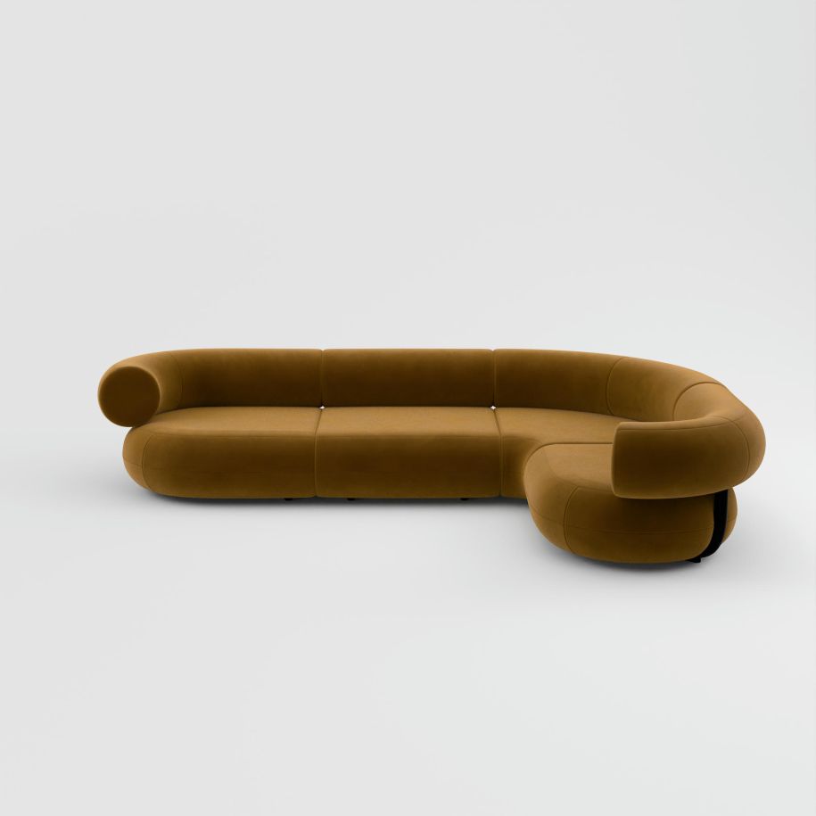 Tom Dixon - Sofá Modular Fat Corner Terciopelo Dorado