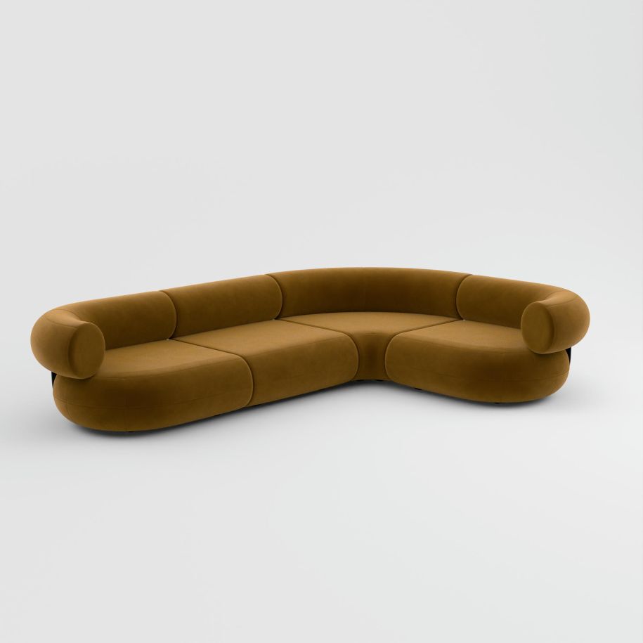 Tom Dixon - Sofá Modular Fat Corner Terciopelo Dorado