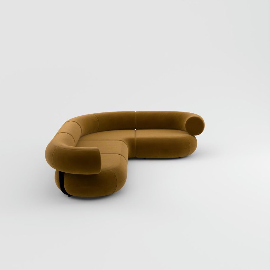 Tom Dixon - Sofá Modular Fat Corner Terciopelo Dorado