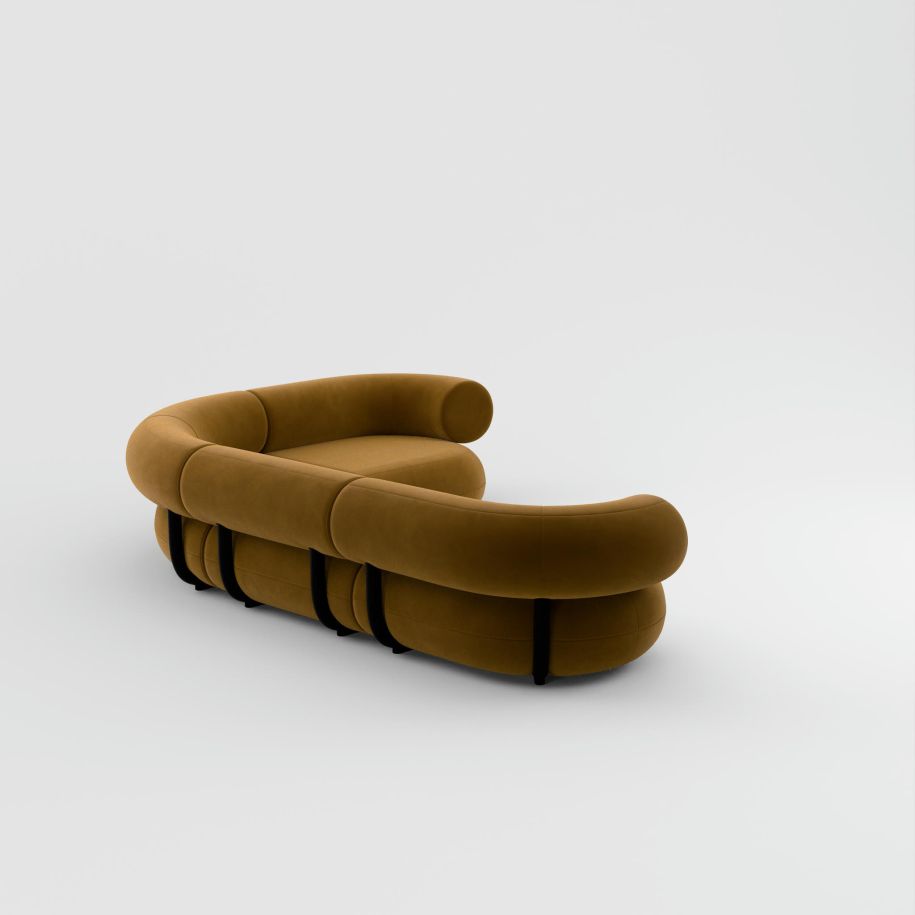Tom Dixon - Sofá Modular Fat Corner Terciopelo Dorado