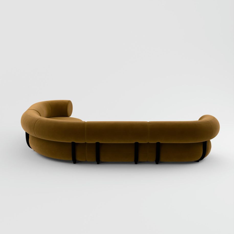 Tom Dixon - Sofá Modular Fat Corner Terciopelo Dorado