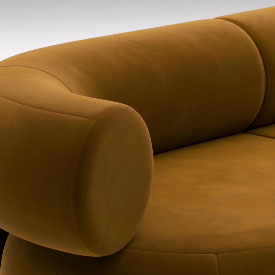 Tom Dixon - Sofá Modular Fat Corner Terciopelo Dorado
