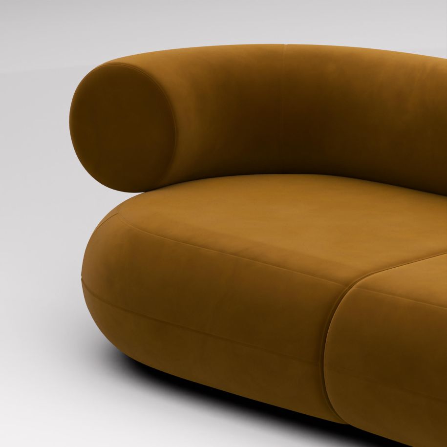 Tom Dixon - Sofá Modular Fat Corner Terciopelo Dorado