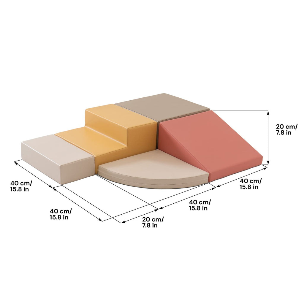 Soft Play 5 Foam Block Set - Pastel Turquoise Corner Climber