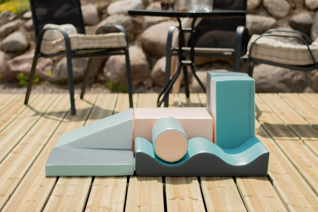 Soft Play 5 Foam Block Set - Pastel Pink Corner Climber