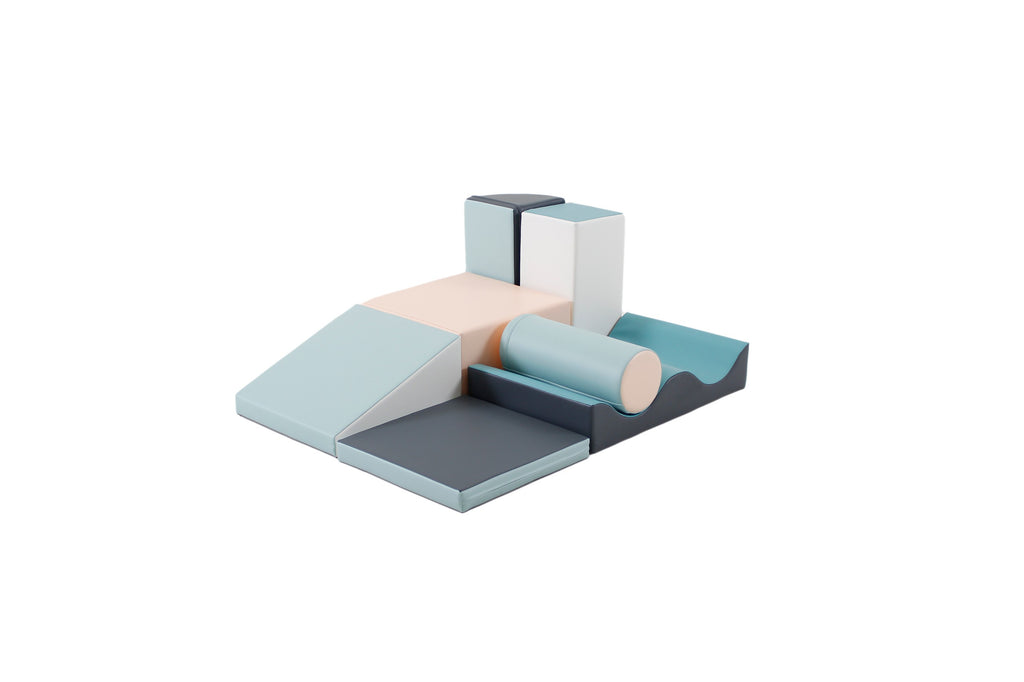 Soft Play 6 Foam Block Set - Pink & Green Explorer