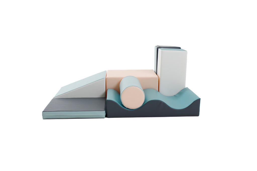 Soft Play 5 Foam Block Set - Pastel Pink Corner Climber
