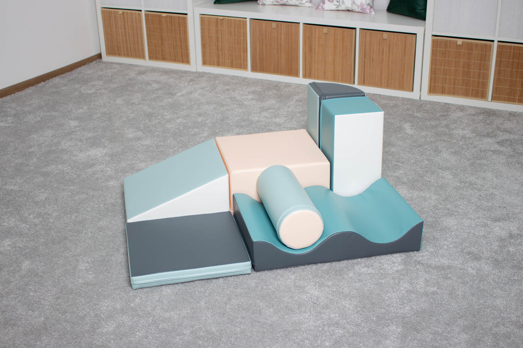 Soft Play 5 Foam Block Set - Pastel Pink Corner Climber