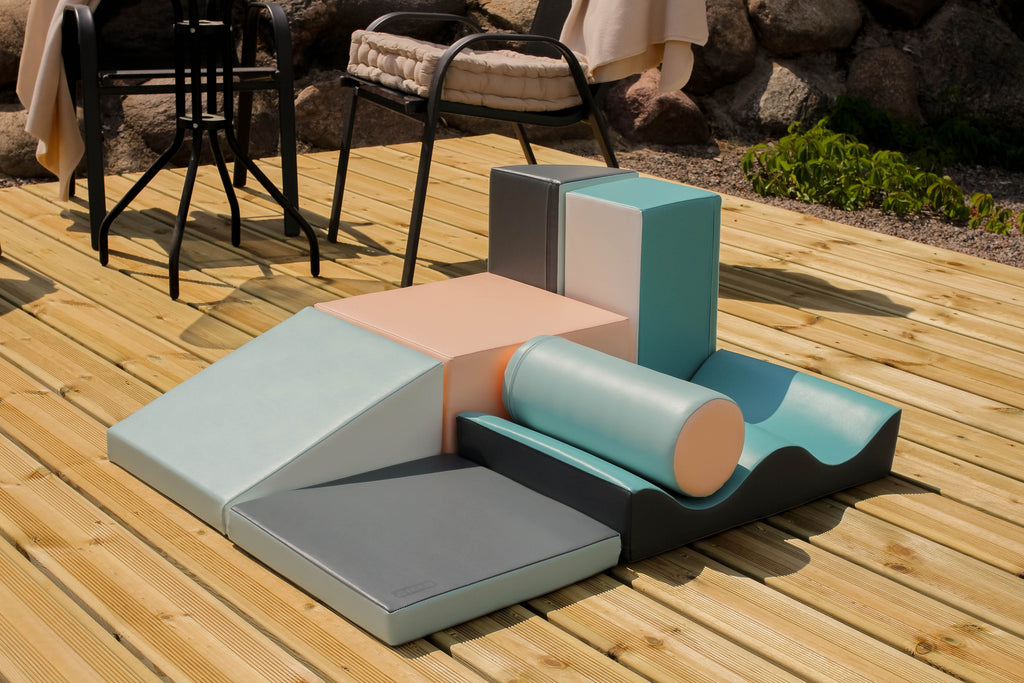Soft Play 5 Foam Block Set - Pastel Pink Corner Climber
