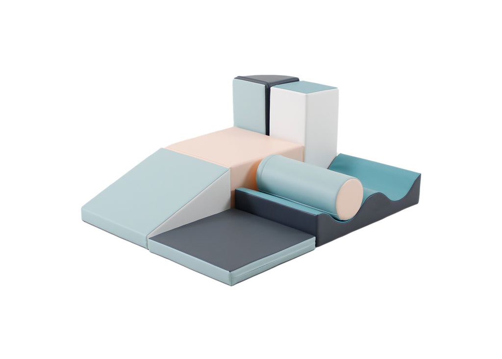 Soft Play 5 Foam Block Set - Pastel Pink Corner Climber