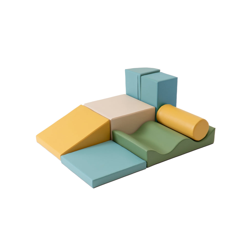 Soft Play 6 Foam Block Set - Pink & Green Explorer