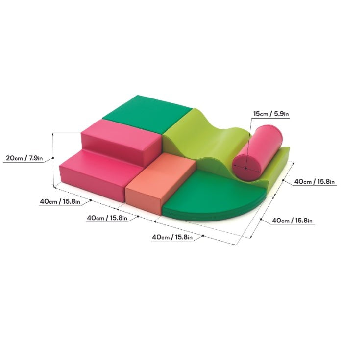 Soft Play 5 Foam Block Set - Pastel Pink Corner Climber