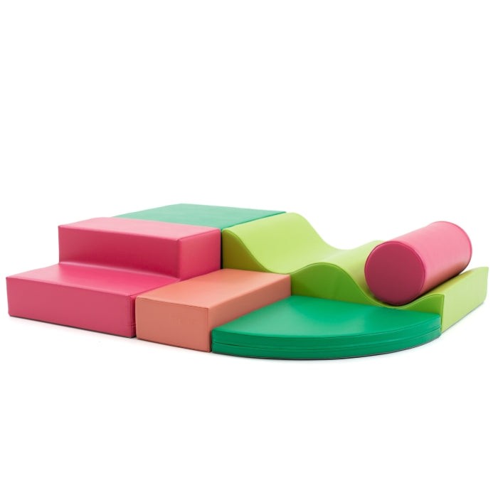 Soft Play 5 Foam Block Set - Pastel Pink Corner Climber