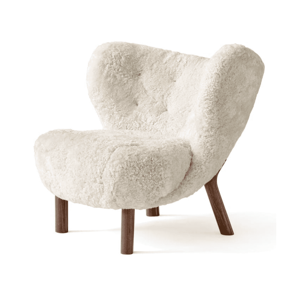 &Tradition - Sillón Little Petra Nogal / Piel de oveja Moonlight