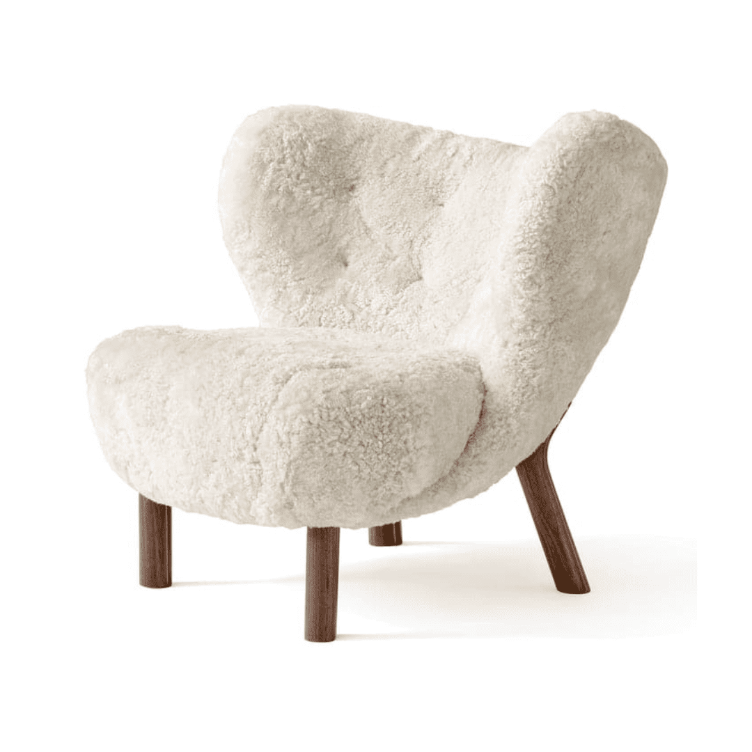 &Tradition - Sillón Little Petra Nogal / Piel de oveja Moonlight