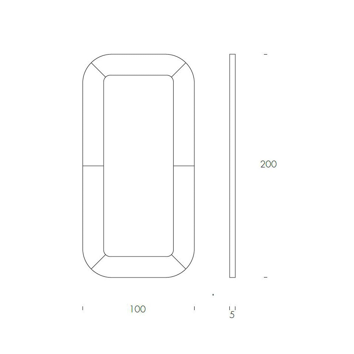 Tonin Casa - MACRABE T7538 Espejo de pared 100x200 cm