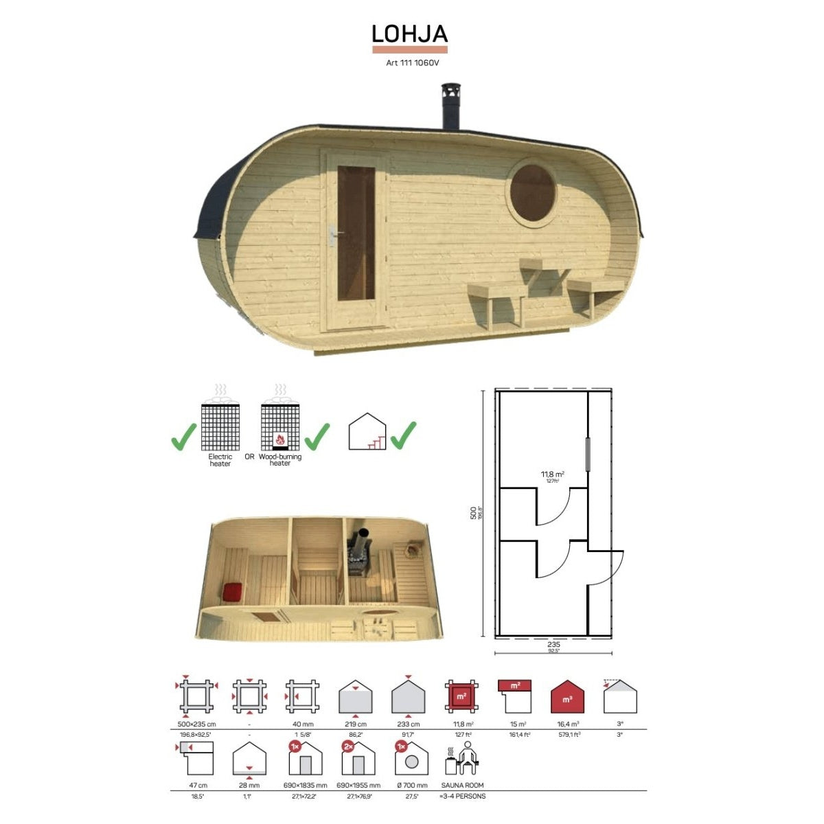 Tene OVAL SAUNA LOHJA