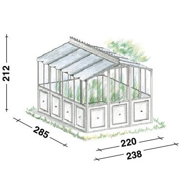 Unopiu - Gewächshaus selbsttragendes Modell Orangerie in 3 Größen