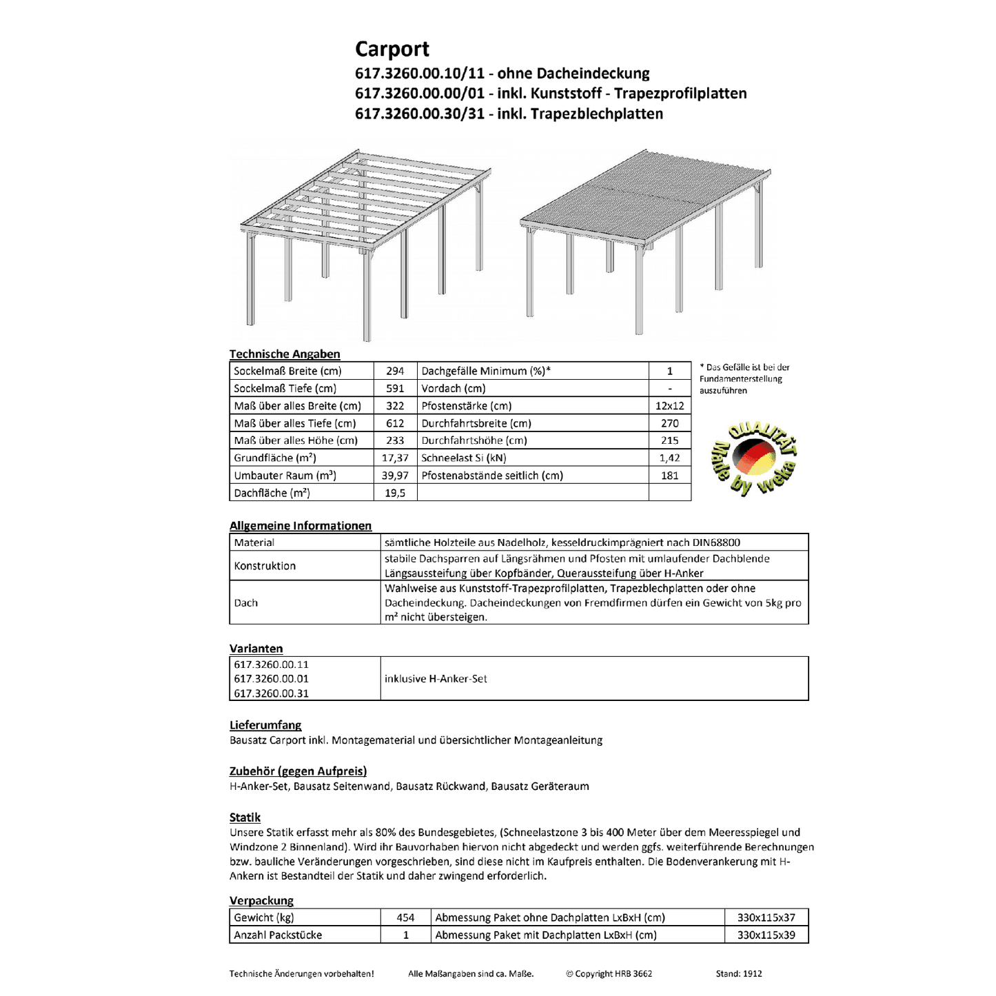 WEKA - CARPORT 617